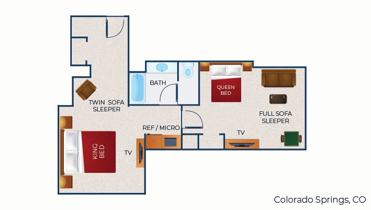 The floorplan for the Junior Gray Wolf Suite(balcony/patio) 